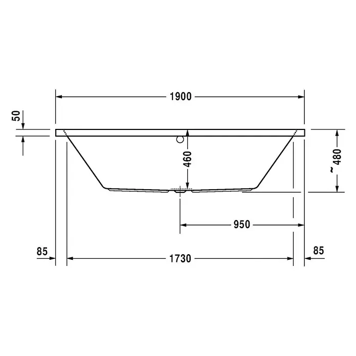 Duravit Badewanne Vero Air - 190 x 90 cm, Sanitäracryl, Weiß - Vorderansicht