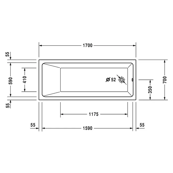 Duravit Badewanne Vero Air - 170 x 70 cm, Sanitäracryl, Weiß - Vorderansicht