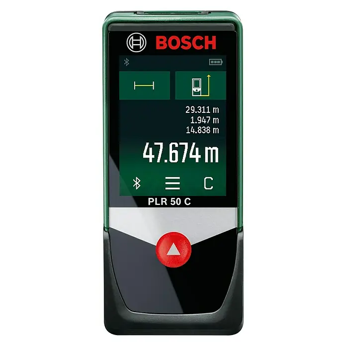Bosch Laserentfernungsmesser PLR 50 C - Messbereich: 0,05 - 50 m, Bluetooth 4.0, ± 2 mm (Entfernung)