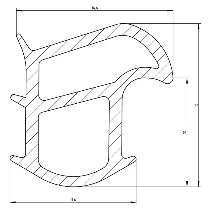 Solid Elements Türdichtung - Weiß, 5 m x 14,4 mm x 15 mm, Geeignet für: Stahlzargen