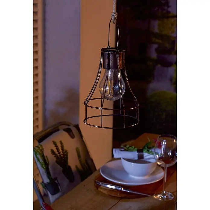 Luxform Solarna viseća svjetiljka Dortmund - LED, Crne boje, Bakar, Prozirno, Ø x V: 13 x 16 cm