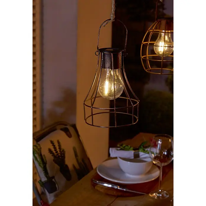 Luxform Solarna viseća svjetiljka Dortmund - LED, Crne boje, Bakar, Prozirno, Ø x V: 13 x 16 cm