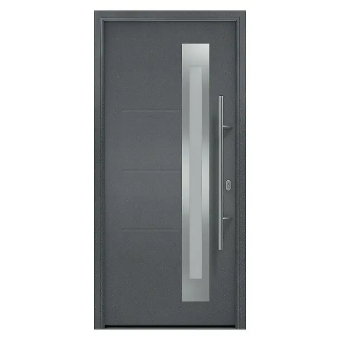 Hörmann EcoStar Haustür ISOPRO - 110 x 210 cm, DIN Anschlag: Rechts, Anthrazit Metallic - Vorderansicht