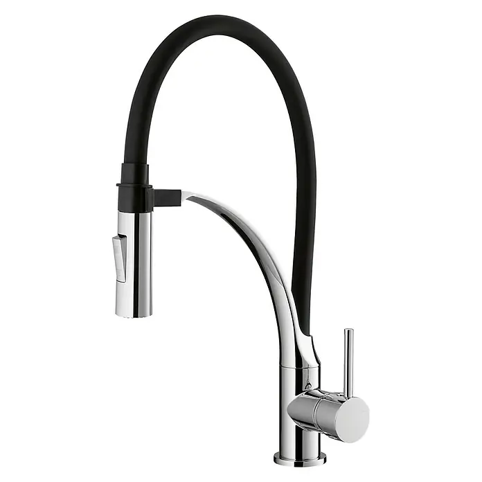 Grifo de cocina Seattle - Negro/Cromado, Brillante, Muelle espiral