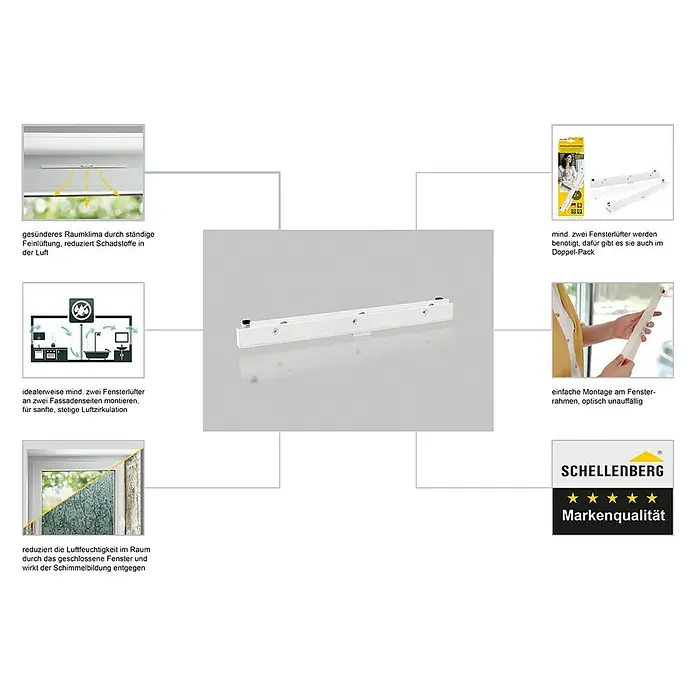 Schellenberg Fensterlüfter - L x B x H: 293 x 21 x 9,5 mm, Weiß