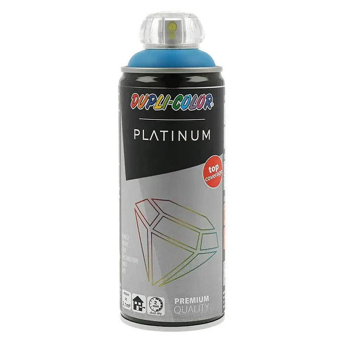 Dupli-Color Platinum Sprej s lakom u boji - Plave boje, 400 ml, Svilenkasti sjaj - Pogled sprijeda