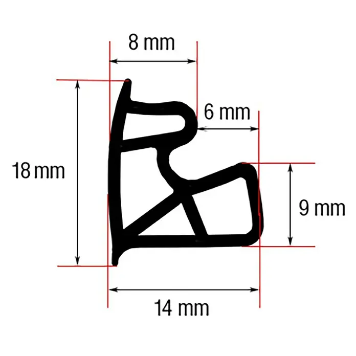 Dollex Türdichtung 013-37 - Weiß, 5 m, Passend für: Spaltenbreiten 7 - 10 mm - Detailaufnahme