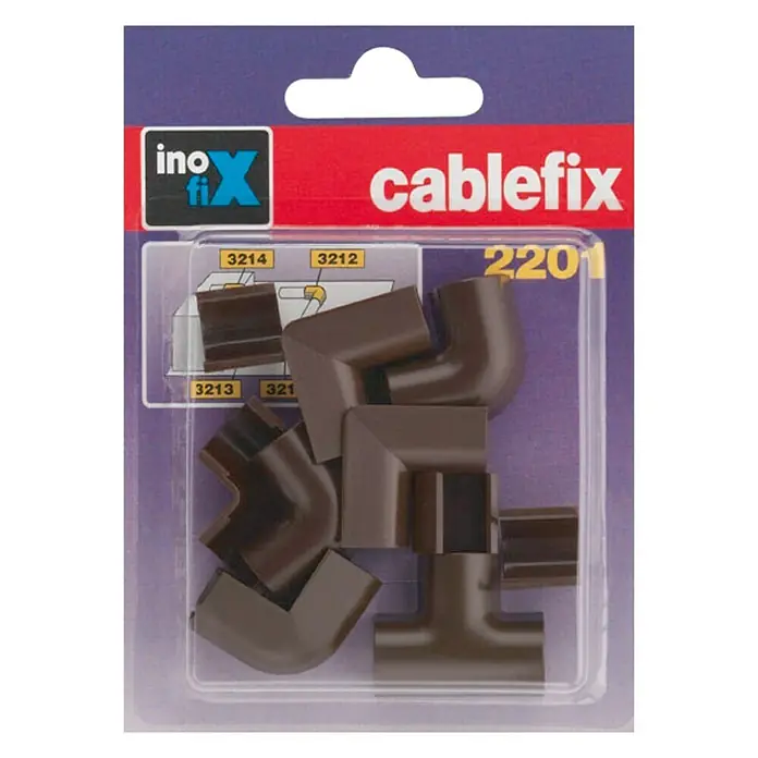 Inofix Cablefix Kit de accesorios para canaleta 2201 - Marrón, An x Al: 0,8 x 0,7 cm, 10 ud.