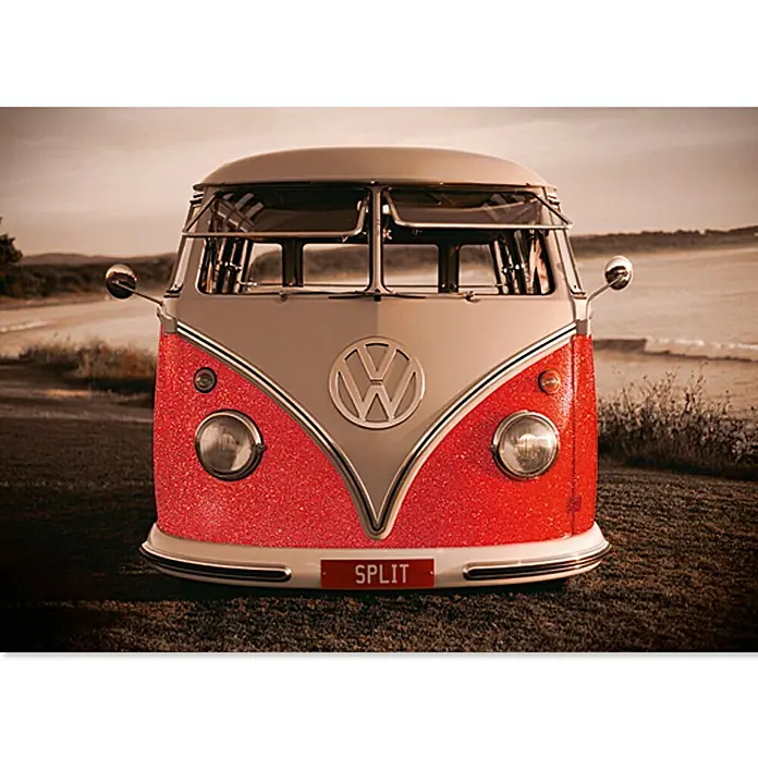 Decopanel Glam Rock - VW Red Kombi, B x H: 90 x 60 cm - Ansicht von oben