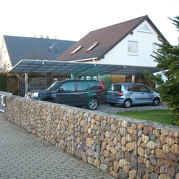 Ximax Carport LINEA Tandem 80 - 9,8 x 2,7 m, Einfahrtshöhe: 2,2 m, Edelstahloptik, Schneelast: 100 kg/m²