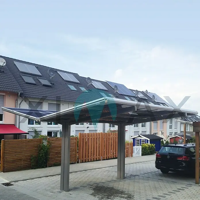 Ximax Carport LINEA Y 80 - 4,9 x 5,4 m, Einfahrtshöhe: 2,2 m, Edelstahloptik, Schneelast: 100 kg/m²