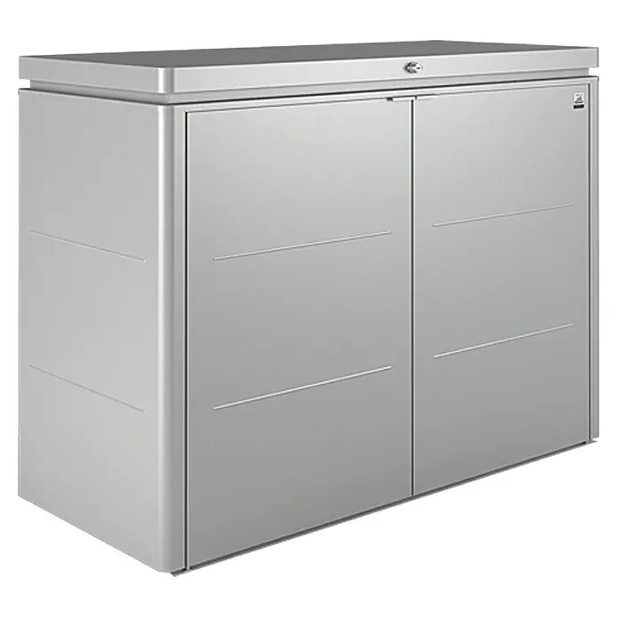 Biohort Garten-Aufbewahrungsbox HighBoard - L x B x H: 0,7 x 1,6 x 1,18 m, Silber Metallic, Stahl