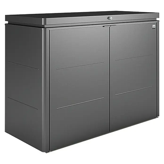 Biohort Garten-Aufbewahrungsbox HighBoard - L x B x H: 0,7 x 1,6 x 1,18 m, Dunkelgrau Metallic, Stahl