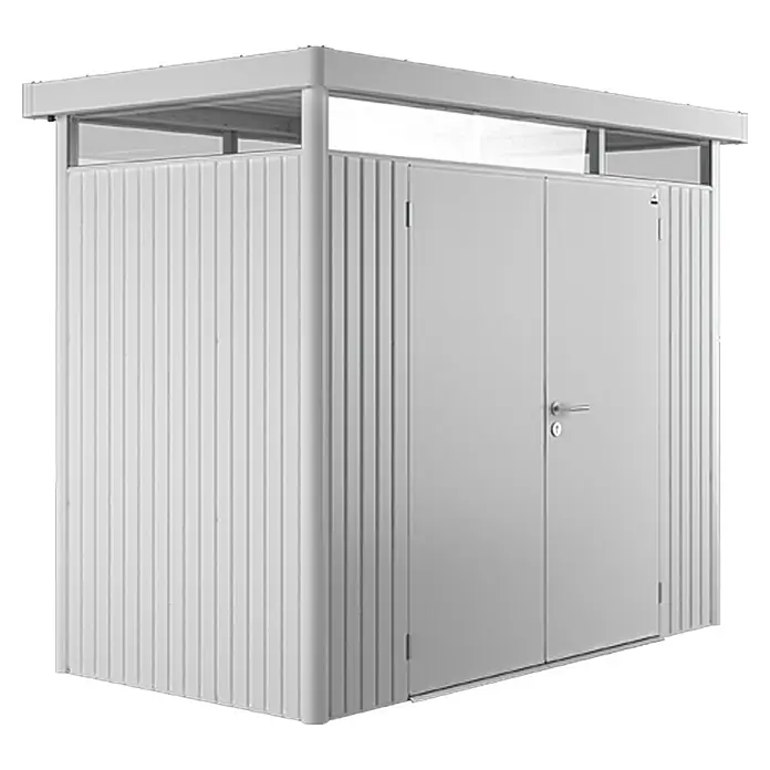 Biohort Gerätehaus HighLine - Außenbreite inkl. Dachüberstand: 236 cm, Außentiefe inkl. Dachüberstand: 180 cm, Stahl, Weiß