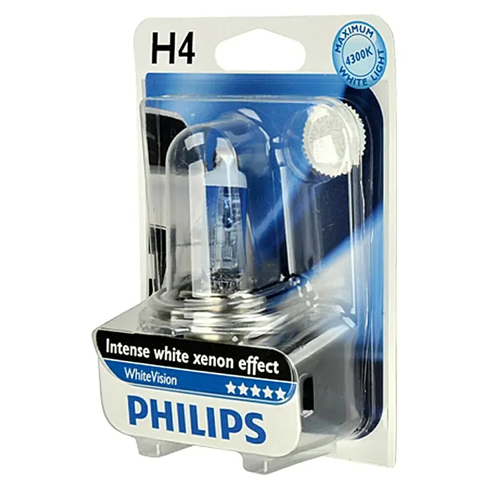Philips Halogeenkoplamp White Vision H4 - H4, 60/55 W, Koud wit - Vooraanzicht