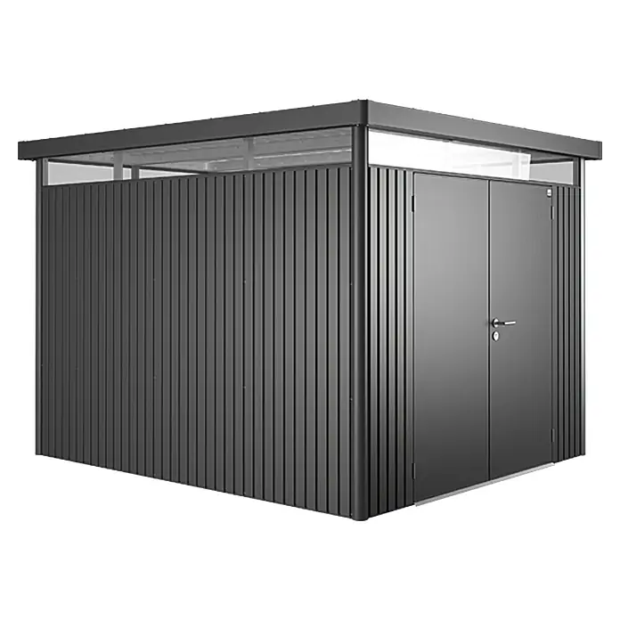 Biohort Gerätehaus HighLine - 275 x 315 cm, Stahl, Dunkelgrau Metallic, Doppeltür