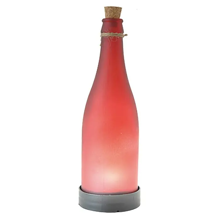 BAUHAUS Botella solar LED - Rojo, IP44 - Vista frontal