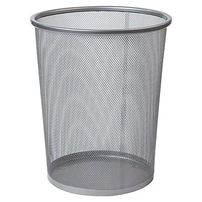 Papierkorb - Silber, Rund, Metall