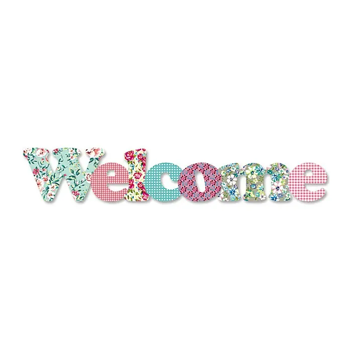 Wanddeko - Welcome, Bunt, 60 x 12 cm
