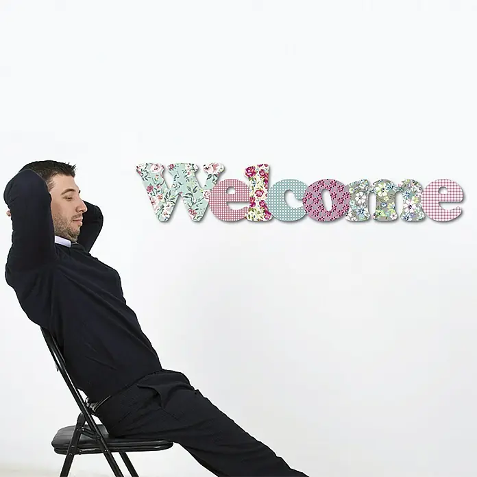 Wanddeko - Welcome, Bunt, 60 x 12 cm - Vorderansicht