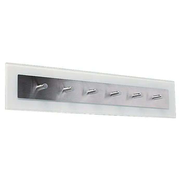 Portaferm Garderobenleiste - Ausstattung: 6 Haken, Weiß, Glas/Metall