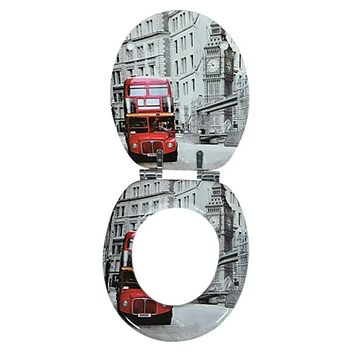 Poseidon WC daska London Bus - Samospuštajuća, MDF, Siva-crvena
