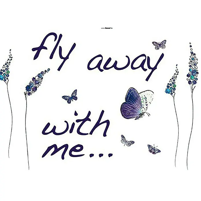 Komar Ukrasna naljepnica Fly away with me - Butterflies, Lila - Pogled sprijeda