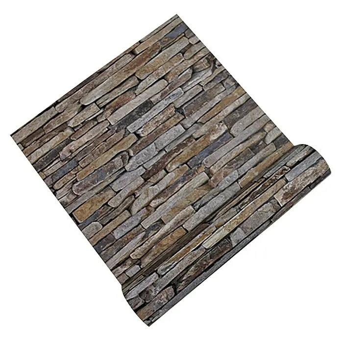 My Look Flis tapeta Wood-n-Stone - Bež-smeđa-siva, Izgled kamena, 10,05 x 0,53 m