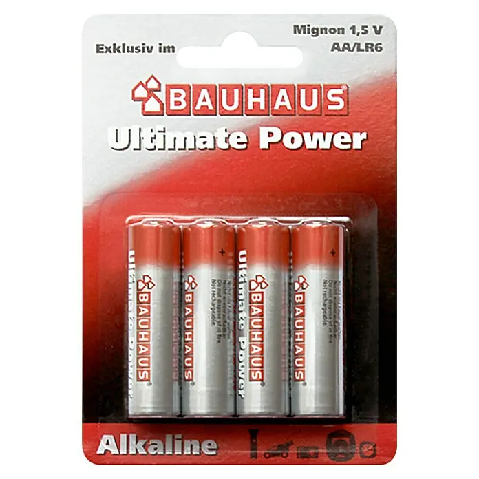 BAUHAUS Baterije Ultimate Power - Mignon AA, Alkal-mangan, 1,5 V, 4 Kom.