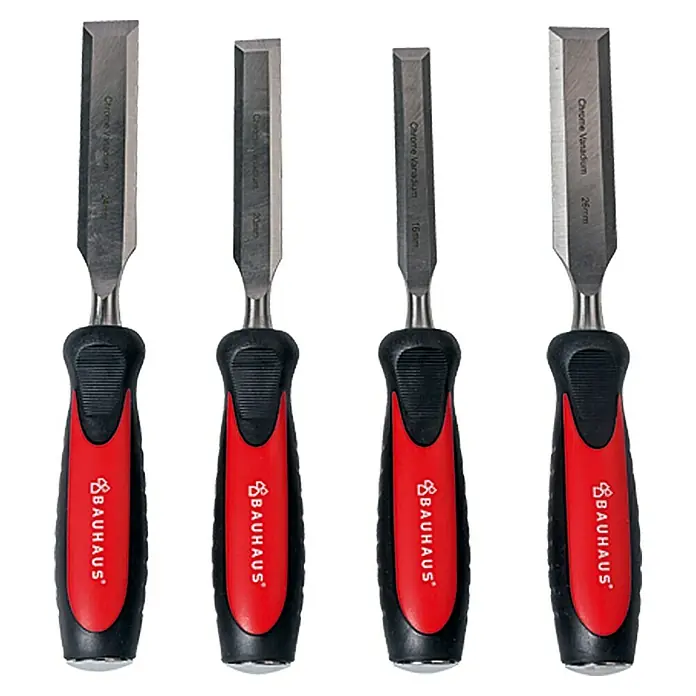 BAUHAUS Stechbeitel-Set - 4 -tlg., 2K-Griff, Chrom-Vanadium-Stahl
