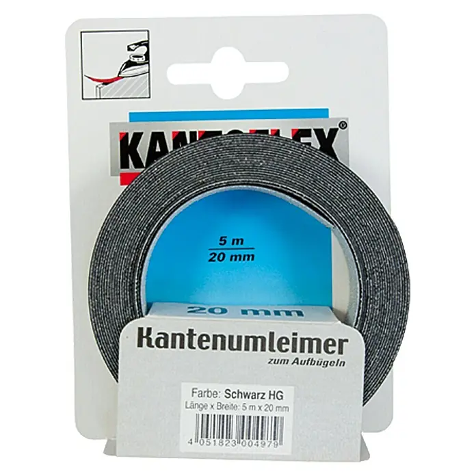 Kantoflex Kantenband - Zwart hoogglans, l x b: 5 m x 20 mm - Vooraanzicht