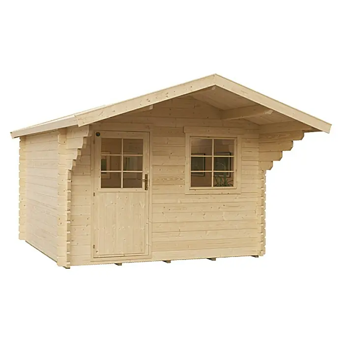 Caseta de madera Helsinki 4 - Madera, Área: 9 m², Espesor de pared: 44 mm - Vista frontal