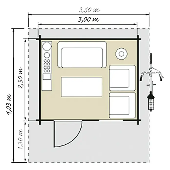 Caseta de madera Stockholm 3 - Madera, Área: 7,5 m², Espesor de pared: 44 mm