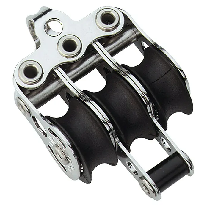 Sprenger Micro-XS-Block - 6 mm, Mit Bügel, Kugellager, 3 Rollen, Hundsfott - Linke Seitenansicht