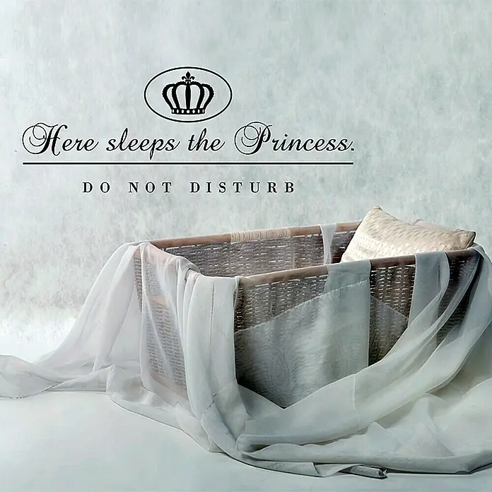 Wandtattoo - Here sleeps the Princess, Schwarz, 58 x 23 cm - Vorderansicht