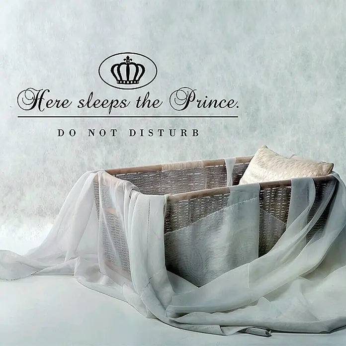 Wandtattoo - Here sleeps the Prince, Schwarz, 58 x 23 cm - Vorderansicht