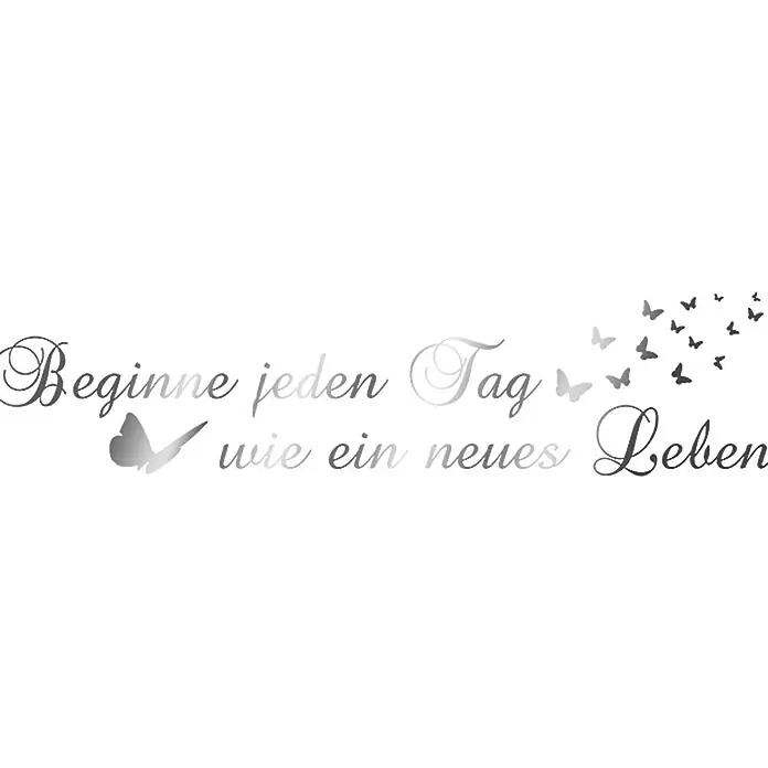 Wandtattoo - Beginne jeden Tag wie …, Silber, 118 x 29 cm - Vorderansicht