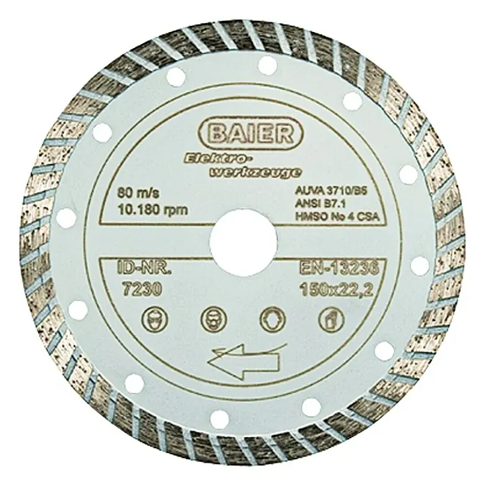Baier Diamant-Trennscheibe Allround Turbo - Baustellenmaterialien, Arbeitsdurchmesser: 150 mm, Gesintert