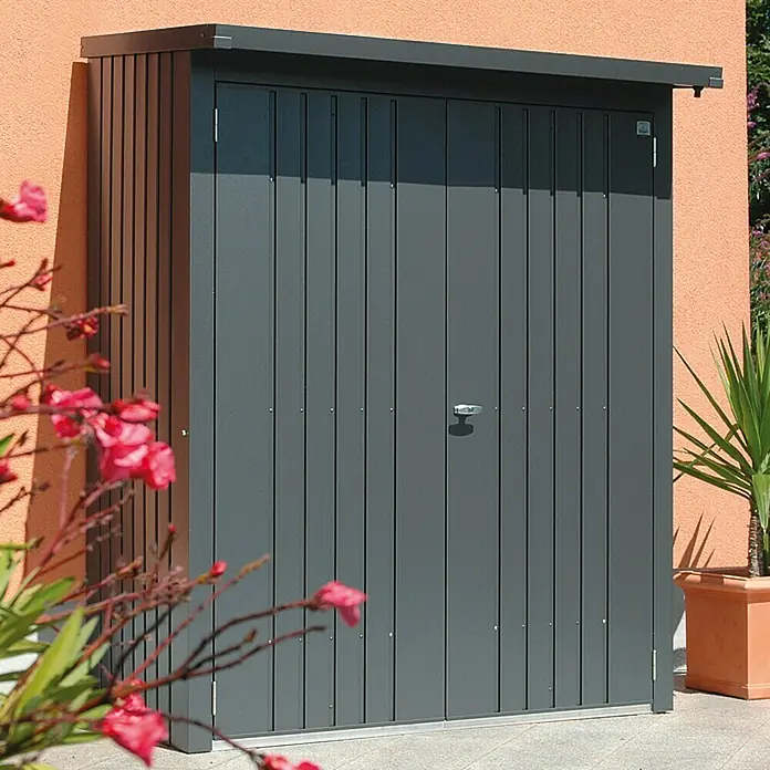 Biohort Türpaket WoodStock - Dunkelgrau Metallic, 1,38 x 1,73 m, Passend für: Biohort Kaminholzlager WoodStock 230