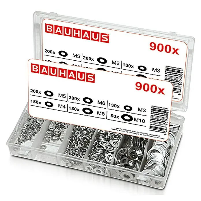 BAUHAUS Beilagscheiben-Sortiment - 900 Stk., Metall