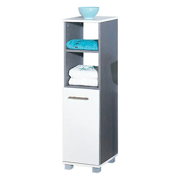 Schildmeyer Ravenna Highboard - 30 x 32,5 x 110,5 cm, Esche grau/Perlweiß - Rechte Seitenansicht