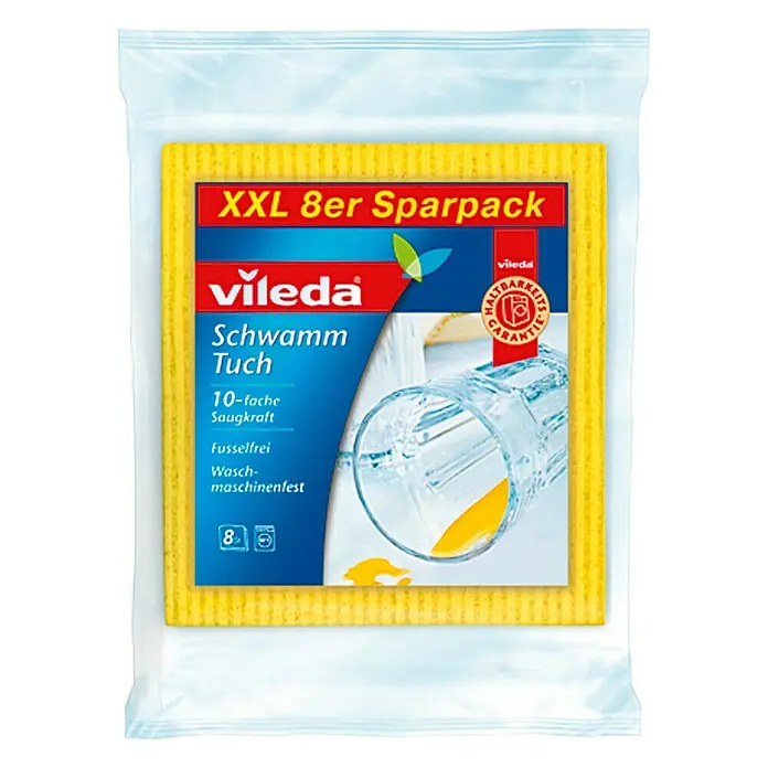 Vileda Schwammtuch XXL Sparpack - 8 Stk., Gelb, 18 x 20 cm - Vorderansicht