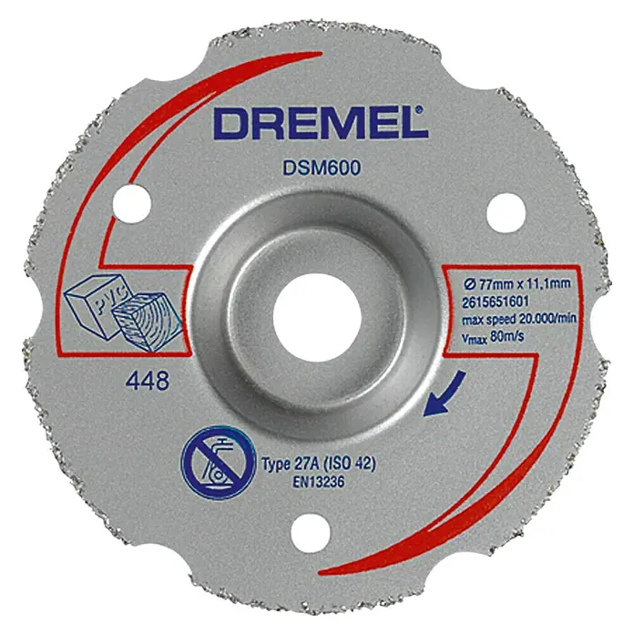Dremel Carbide doorslijpschijf DSM 600 - Schijfdiameter: 77 mm, Vlakke snede, Zaagdiepte: 20 mm