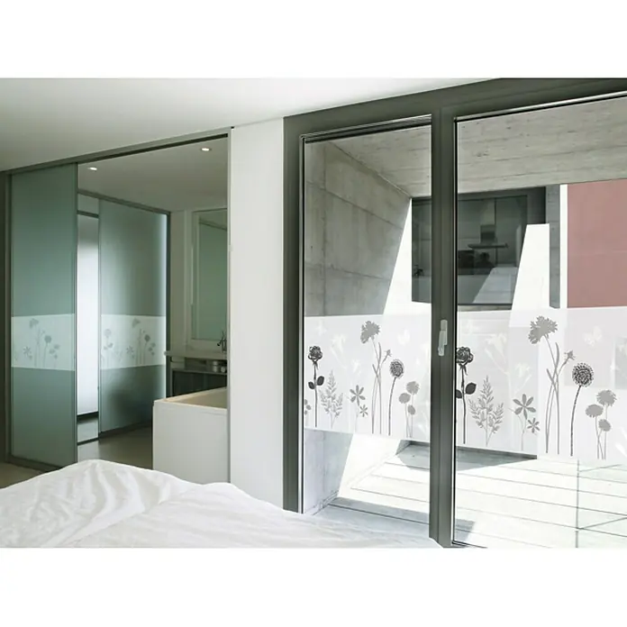 D-c-fix Static Premium Glasfolie Static Premium - 150 x 45 cm, Grau/Weiß, Blossom, Statisch haftend