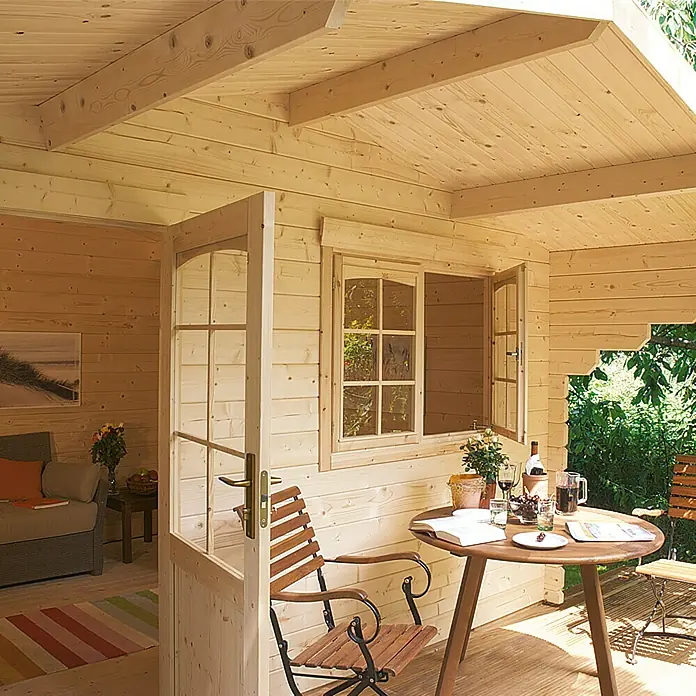 Caseta de madera Östersund - Madera, Área: 10,6 m², Espesor de pared: 28 mm - Foto ambiente