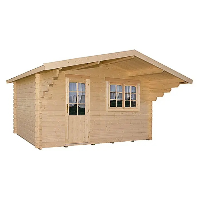 Caseta de madera Östersund - Madera, Área: 10,6 m², Espesor de pared: 28 mm - Vista frontal