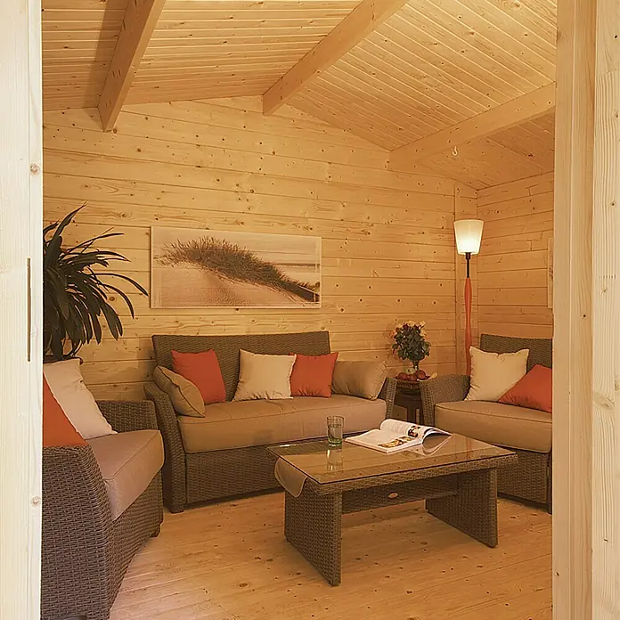 Caseta de madera Östersund - Madera, Área: 10,6 m², Espesor de pared: 28 mm - Foto ambiente