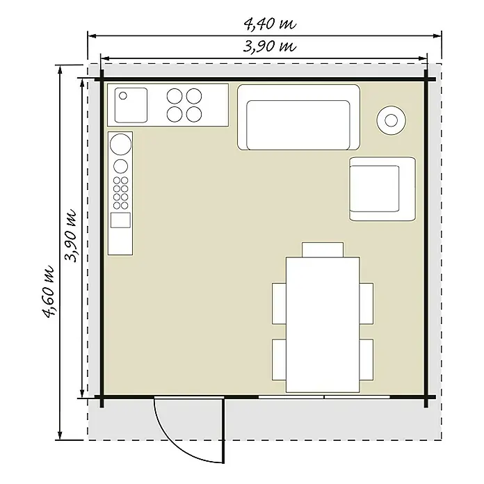 Drvena vrtna kućica Pekkala - Drvo, Baza: 15,2 m², Debljina stijenke: 28 mm