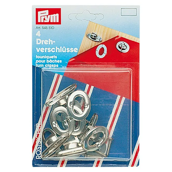 Prym Drehverschluss - 4 Stk., Messing, Vernickelt - Vorderansicht