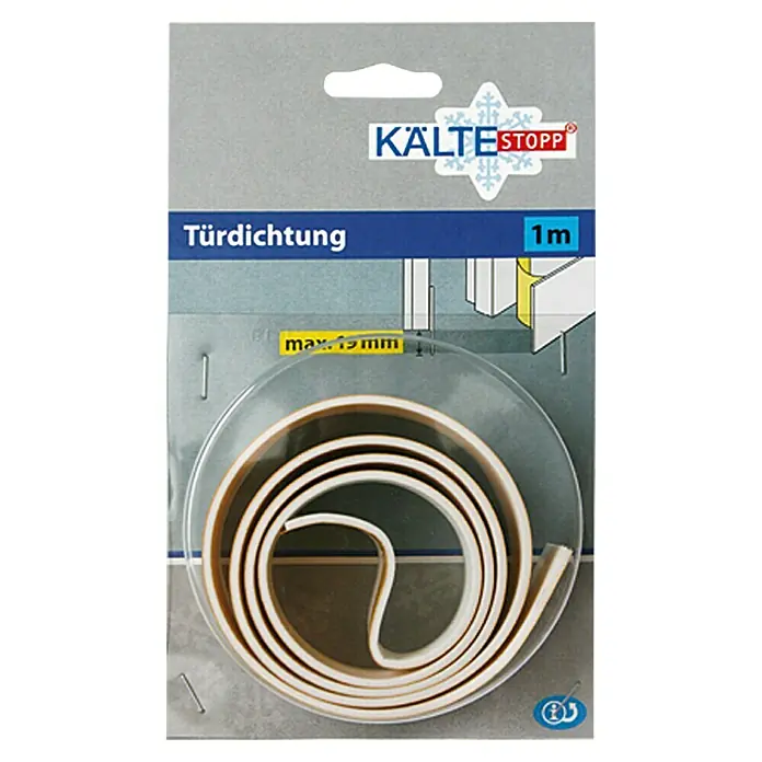 KÄLTESTOPP Brtva za vrata Soft Basic - Bijele boje, 1 m x 38 mm, Dimenzija do 19 mm - Pogled sprijeda